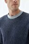Navy Blue Comfort Fit Patterned Crew Neck Knitwear - 5