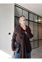 Brown Gold Button Detailed Shawl Jacket - 2Y9721