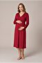 Women's Fuchsia Lace Long Sleeve Maternity Nightgown Set for Easy Breastfeeding