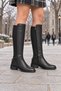 Women's Genuine Leather Riding Boots with Buckle Detail - 8