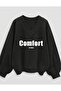 Black Unisex V-Neck Comfort Printed Oversize Patterned Fabric Sports Sweatshirt Hzlvdüz01Ssweat