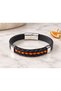 Dolvarn Citrusdot Black Leather Men's Bracelet - Orange Beaded Front Panel - 2