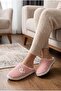 Women's Powder Cute Dog Embroidered Plush Velvet House Slippers Non-Slip Silent - 2