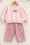 Baby Girl Set with Love Written and Heart Pattern, 2-Piece Top and Bottom Set, Seasonal, 6 9 12 18 24 Months - 4