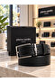 Men's Belt 100% Genuine Leather Black Floater Leather Belt - 7