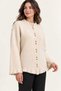 Asez Boutique Women's Navy Blue Bearded Knitwear Cardigan with Gold Buttons Long Sleeve 9024 - 2