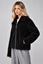 Women's Oversize Plush Coat with Zipper Pockets, Soft Textured Teddy Jacket - 2