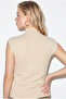 Women's Ecru Soft Textured Pat Detailed Stand Collar Buttoned Blouse Th261018 60286490 - 6