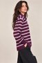 Sequin Detailed Striped Polo Collar Knit Sweater - 4