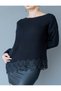 Asymmetrical Cut Hem Lace Trim Knit Sweater