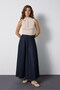 Women's Navy Blue Elastic Waist Long Denim Skirt 32027 - 3