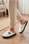 Women's Ecru Cute Dog Embroidered Plush Velvet House Slippers Non-Slip Silent - 3