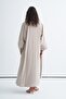 Women's Modal Sleeve Detailed Dress Abaya Set Light Beige - 4