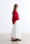 Red V-Neck Short Sweater - 5