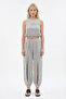 Crinkle Black Striped Jogger Pants