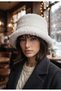 Women's Winter Plush Bucket Hat Soft Furry Hat White - 4