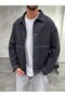 Buttoned Mega Pocket Black Denim Jacket