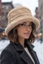 Women's Winter Plush Bucket Hat Soft Furry Hat Beige