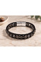 Nerzelis Silverfog Black Leather Men's Bracelet - Gray Spotted Beaded Wrap Design - 2