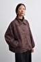 Leopard Patterned Bomber Jacket Brown - 3