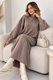 High Collar Ribbed Knitwear Dress K3051 Mink - 2