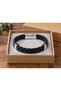 Zeradin Nightlace Black Leather Men's Bracelet - Single Row Weave and Silver Tone Lock - 3