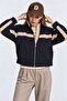 Contrast Stripe Detailed Woven Jacket Laz0019 Dark Blue