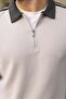 Painted Gray Stripe Detailed Polo Collar Men's Sweatshirt E7212 - 3
