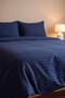 Elite Navy Blue Striped Satin Double Duvet Cover Set - 4 Pieces - 3