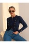 Button Detailed Belly-Cut Knitwear Jacket - 5