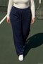 Plus Size Women's Wide Leg Tie-Waist Cotton Sweatpants 01 Navy Blue - 3