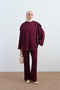 Women's Shoulder Tie Waist Elasticized Suit Plum