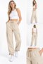 Women's Cargo Pocket Thin Parachute Sweatpants with Adjustable Cuffs Oversize Fit Black Gray Navy Blue Beige Khaki