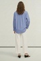 Women's Poplin Contrast Cuffed Shirt Dark Blue Striped - 6