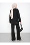 Women's Black Slit Modal Fabric Crew Neck Oversize Hijab Tunic Sweatshirt - 6