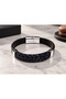 Demeris Nightfold Black Leather Men's Bracelet - Three-Row Braided Front Panel - 2
