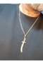 Gold Color Zulfiqar and Metal Gold Chain Necklace - 3