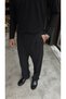 Men's Black Fabric Trousers 110 cm Cotton Texture Pleated Straight Leg Relaxed Fit Elastic Waist 4 Season Pants Code: Jsm26Kp-001-2 - 5