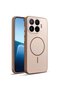 غطاء سيليكون متوافق مع هاتف Xiaomi 17T Pro مع حلقة مفاتيح معدنية بنمط حلقي باللون البني