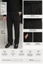 Men's Black Fabric Trousers 110 cm Cotton Texture Pleated Straight Leg Relaxed Fit Elastic Waist 4 Season Pants Code: Jsm26Kp-001-2 - 2