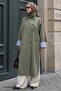 High Collar Lined Khaki Trench Coat