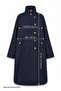 High Collar Lined Navy Blue Trench Coat - 5
