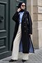 Black Trench Coat with High Collar Lining - 2