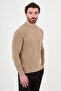 Plain Slim Fit Crew Neck Chenille Men's Knitwear Sweater Beige - 11604.26K - 5
