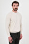 Plain Slim Fit Crew Neck Chenille Men's Knitwear Sweater Ecru - 11604.26K - 5