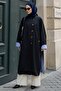 Black Trench Coat with High Collar Lining