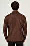 Textured Slim Fit Shirt Collar Buttoned Napa Men's Coat Brown - 39684.26K - 5