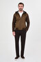 Slim Fit Suede Body Knitwear Sleeves Hooded Zippered Men's Coat Khaki - 39683.26K - 3
