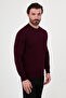 Plain Slim Fit High Crew Neck Cotton Men's Knitwear Sweater Claret Red - 11600.26K - 5