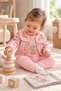 Baby Girl Floral Embroidered Wide Collar Jacket with Snap Fasteners at the Bottom, 3-Piece Set 0-12 Months - 3